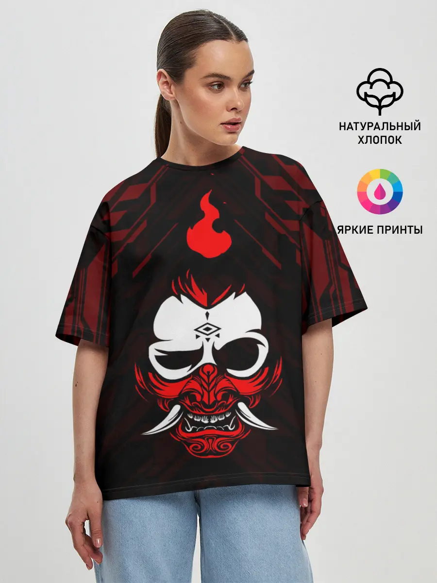 Женская футболка оверсайз / DEMON | CYBERPUNK 2077 | КИБЕРПАНК