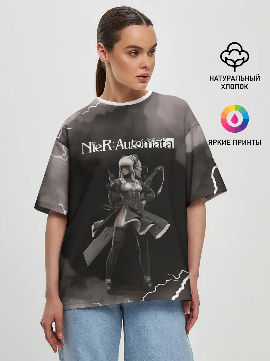 Женская футболка оверсайз / 2B | Nier Automata