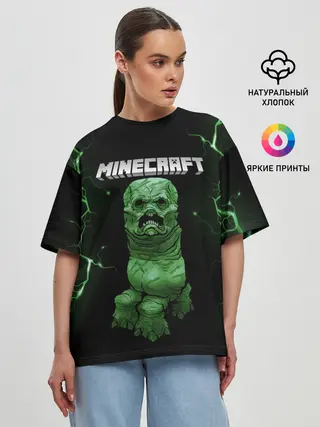 Женская футболка оверсайз / CREEPER 3D | MINECRAFT 3D
