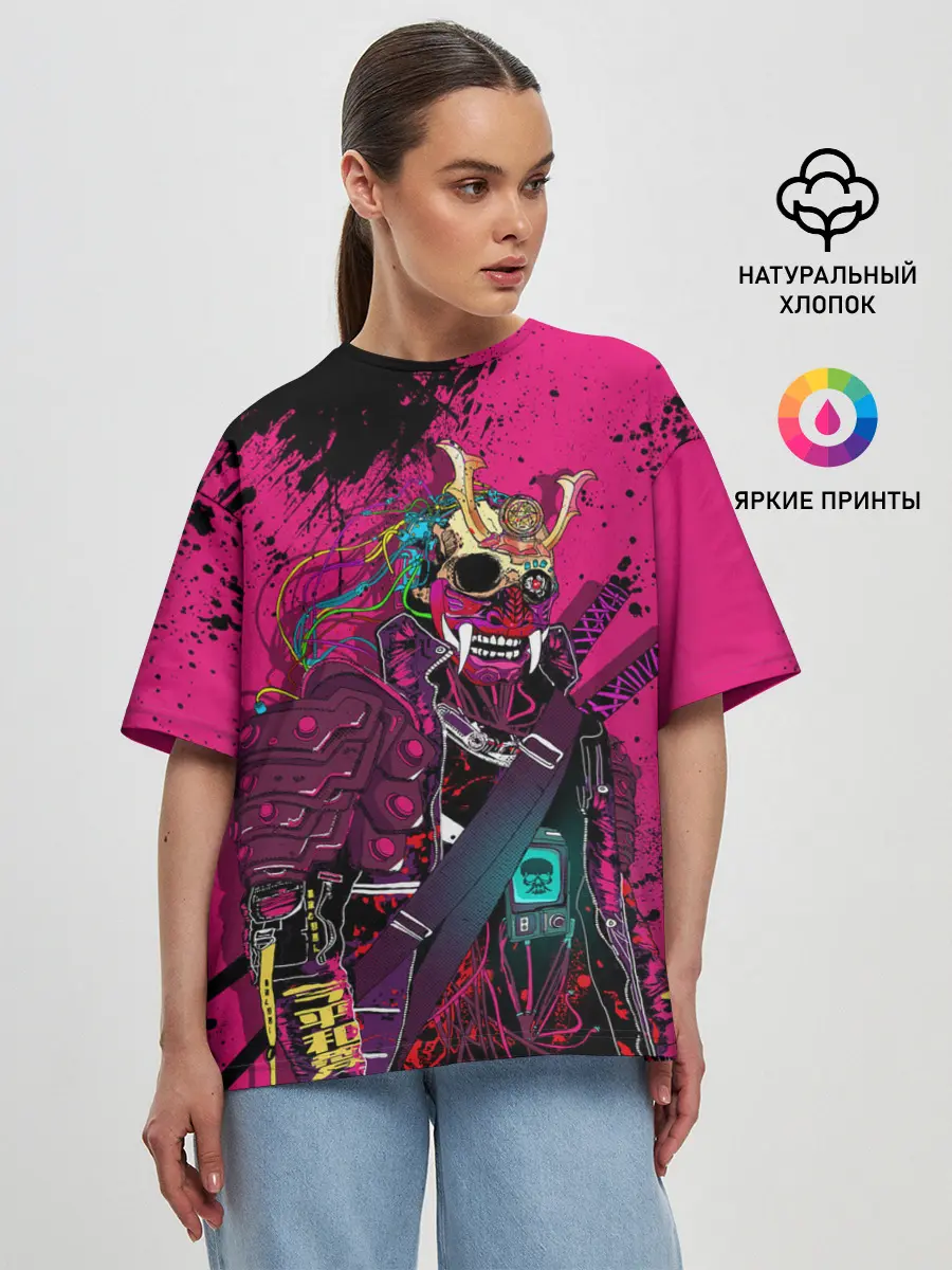 Женская футболка оверсайз / CYBERPUNK 2077 | DEMON