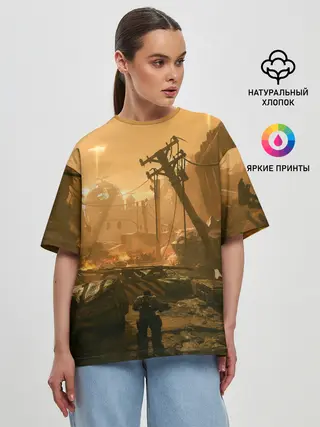 Женская футболка оверсайз / GEARS OF WAR | ШЕСТЕРЕНКИ