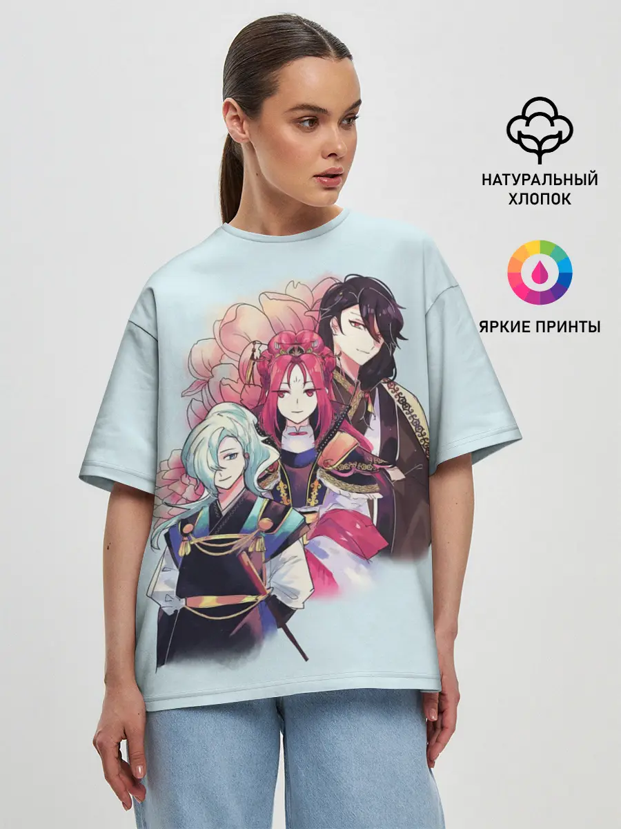 Женская футболка оверсайз / Манхва, Облачный цветок