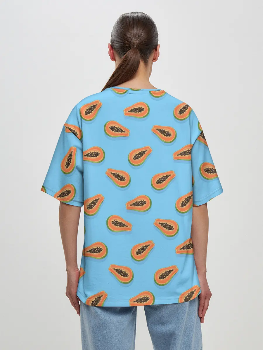 Женская футболка оверсайз / Папайа паттерн