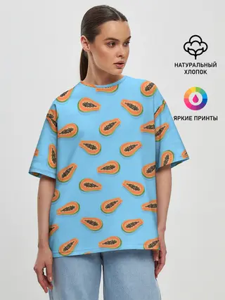 Женская футболка оверсайз / Папайа паттерн