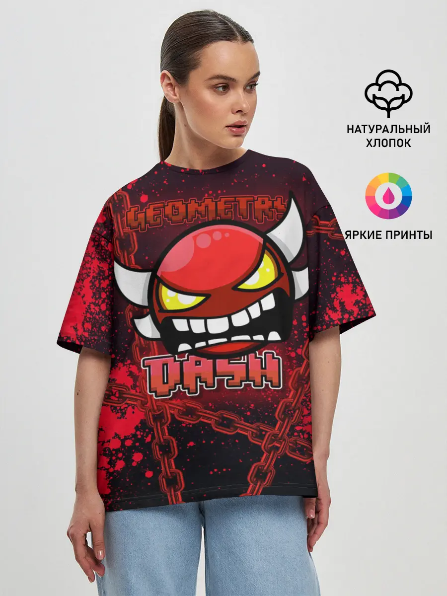 Женская футболка оверсайз / Geometry Dash