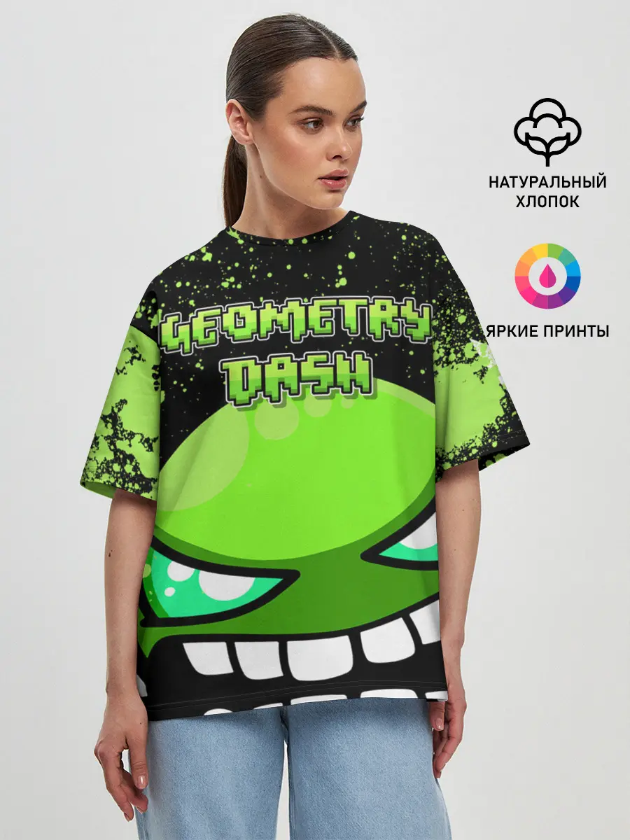 Женская футболка оверсайз / Geometry Dash
