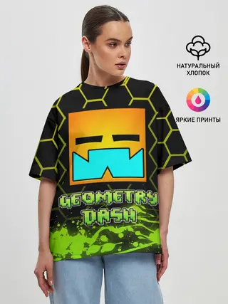 Женская футболка оверсайз / Geometry Dash