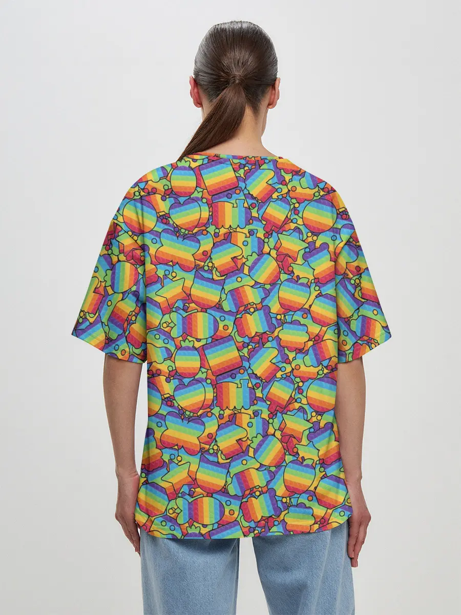 Женская футболка оверсайз / POP IT МИКС | ПОП ИТ