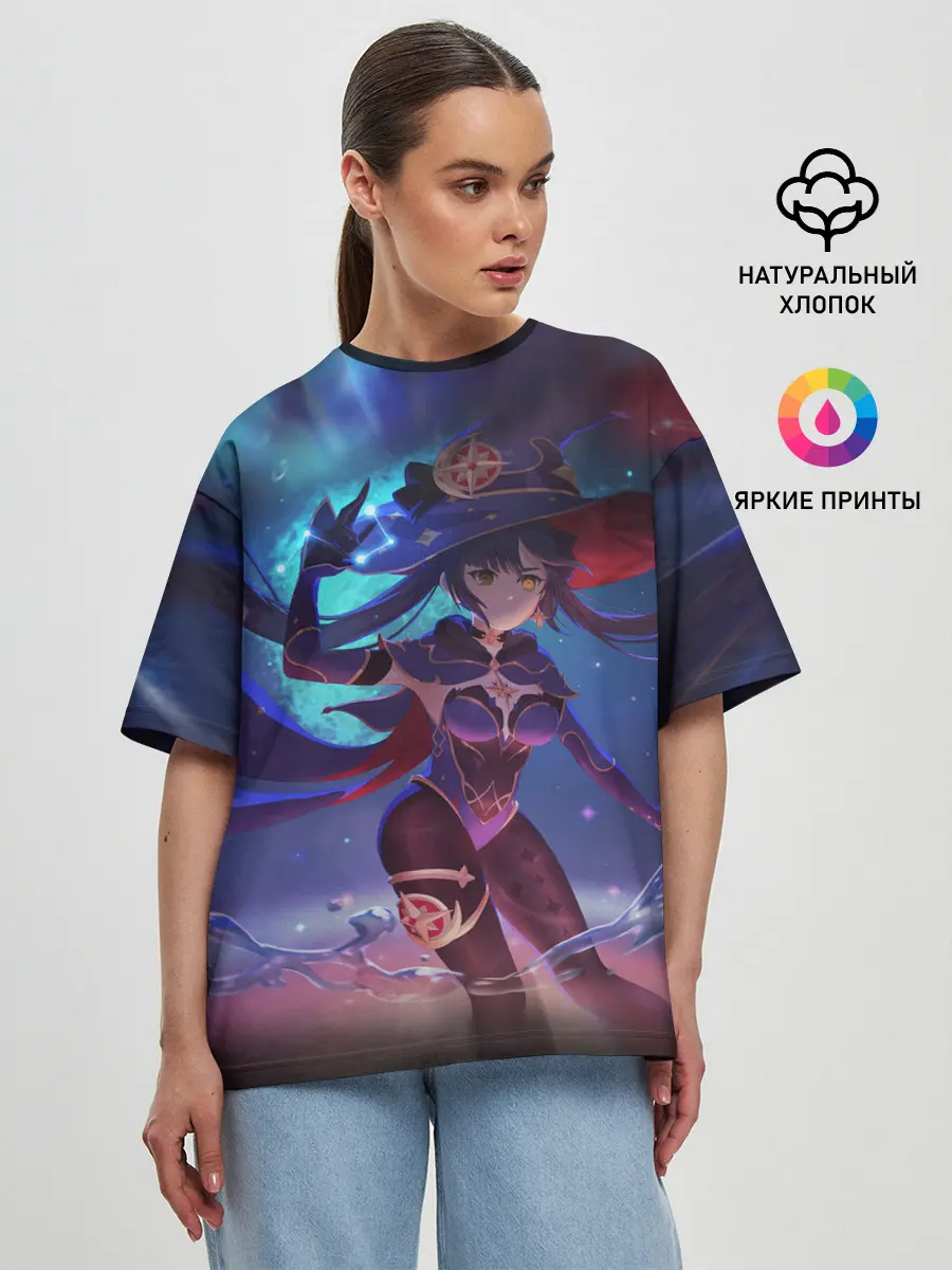 Женская футболка оверсайз / Mona | Genshin Impact | Геншин Импакт