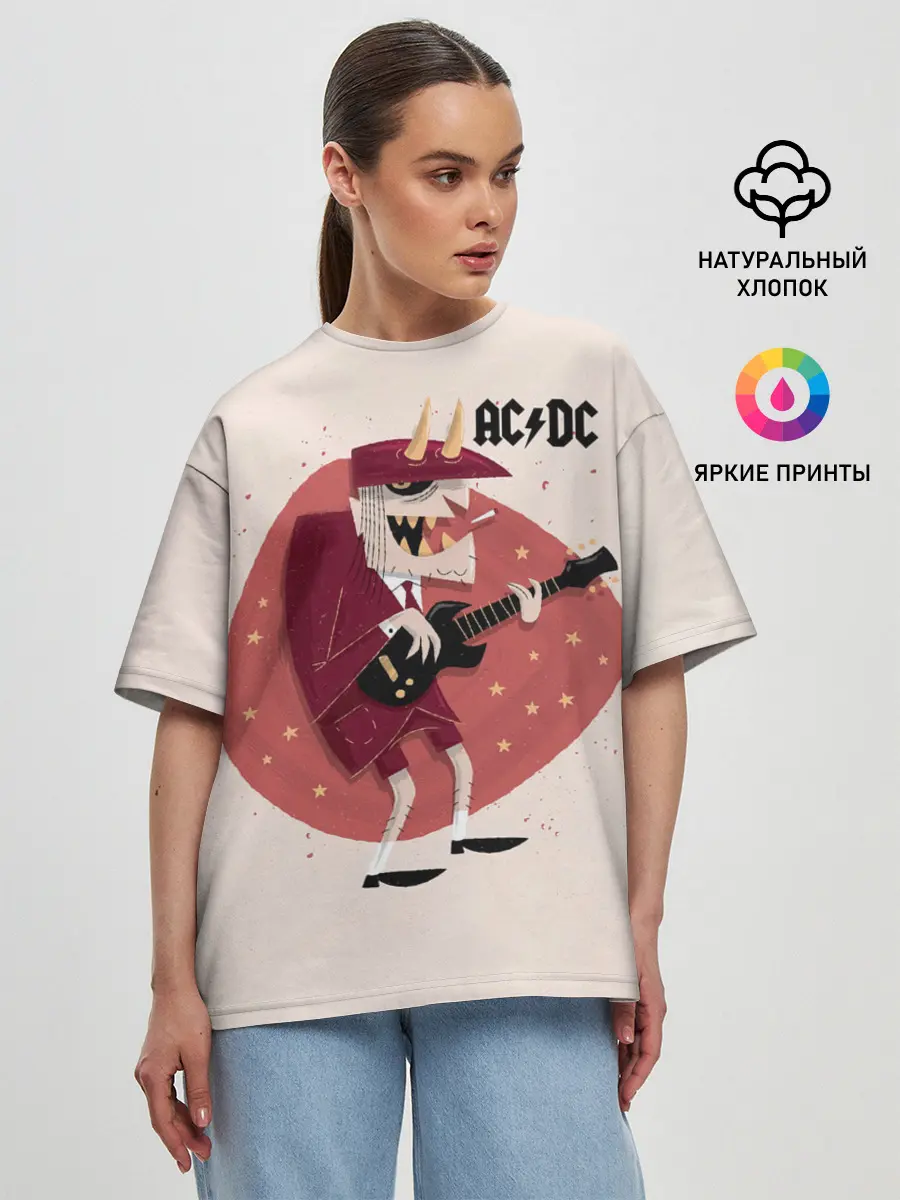 Женская футболка оверсайз / Ангус Янг AC/DC