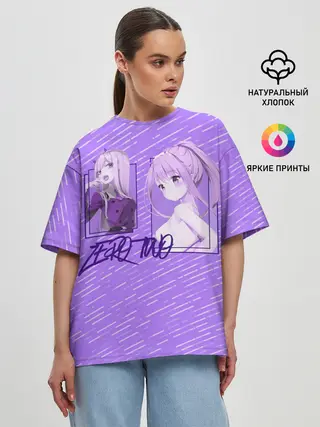 Женская футболка оверсайз / Zero Two в прямоугольнике