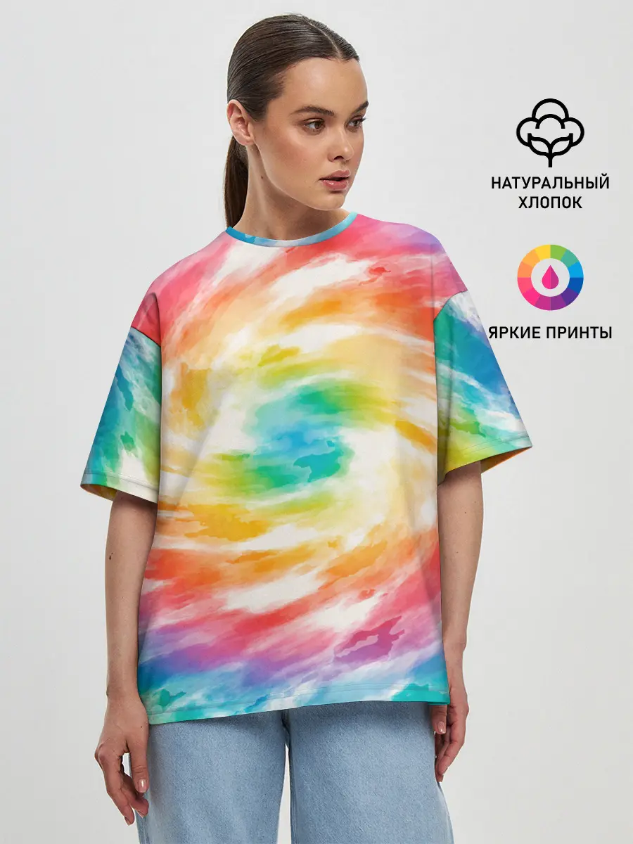 Женская футболка оверсайз / РАДУЖНЫЙ УРАГАН | HURRICANE