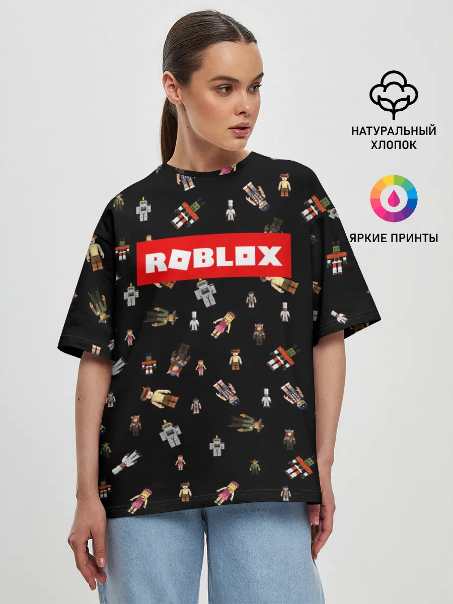 Женская футболка оверсайз / ROBLOX PATTERN | РОБЛОКС
