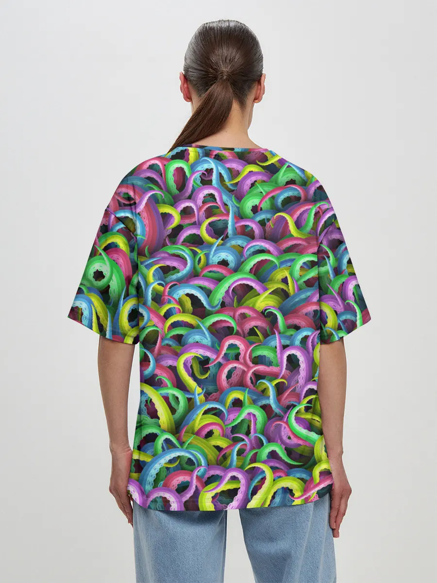 Женская футболка оверсайз / Психоделические щупальца