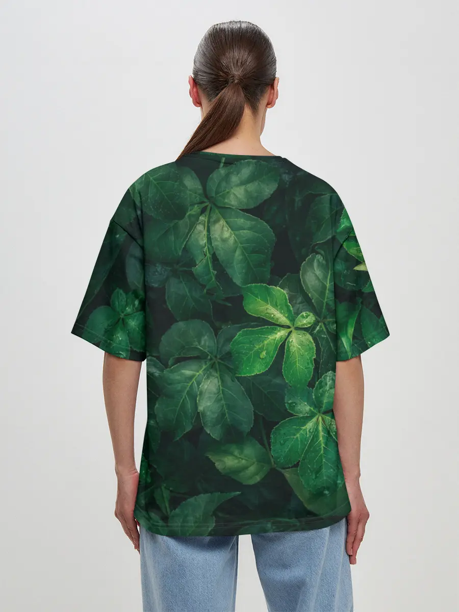 Женская футболка оверсайз / Тропическая листва | Тропики