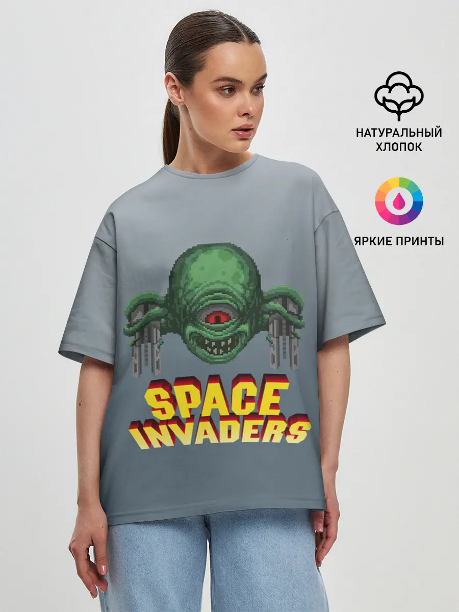 Женская футболка оверсайз / Space Invaders | Old game