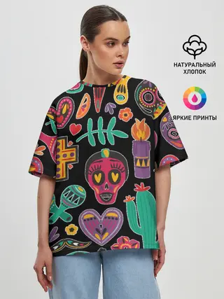 Женская футболка оверсайз / Весёлый Хэллоуин