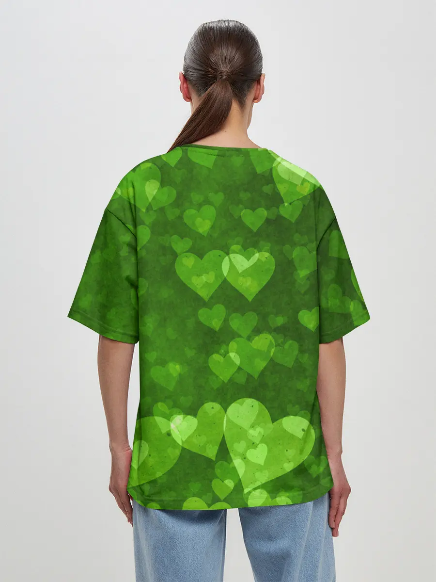 Женская футболка оверсайз / Geometry Dash | Green Love