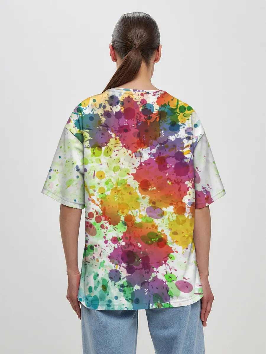 Женская футболка оверсайз / Красно-жёлтые пятна