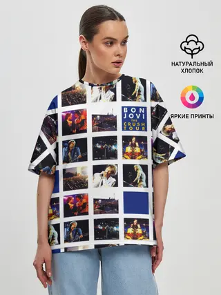 Женская футболка оверсайз / The Crush Tour - Bon Jovi