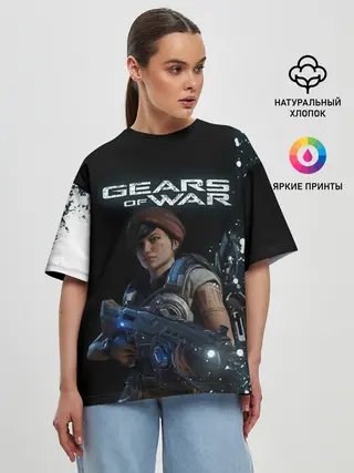 Женская футболка оверсайз / GEARS OF WAR | ШЕСТЕРЕНКИ