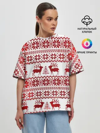 Женская футболка оверсайз / Зимний лес