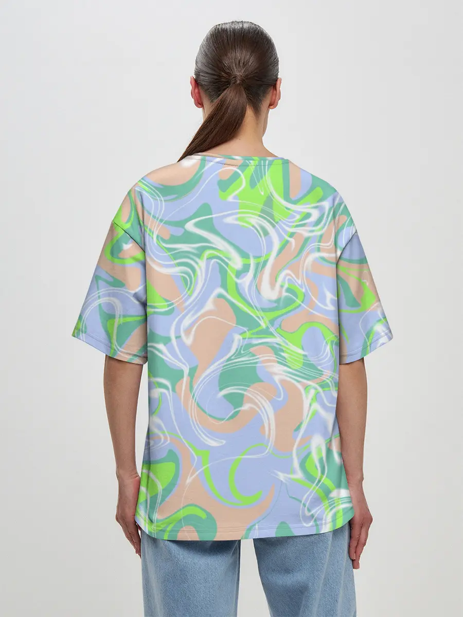 Женская футболка оверсайз / Разноцветные разводы красок