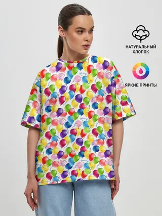 Женская футболка оверсайз / Воздушные Шары