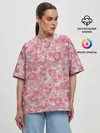 Женская футболка оверсайз / Нежно коралловые розы