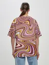 Женская футболка оверсайз / Красно-золотые разводы красок паттерн