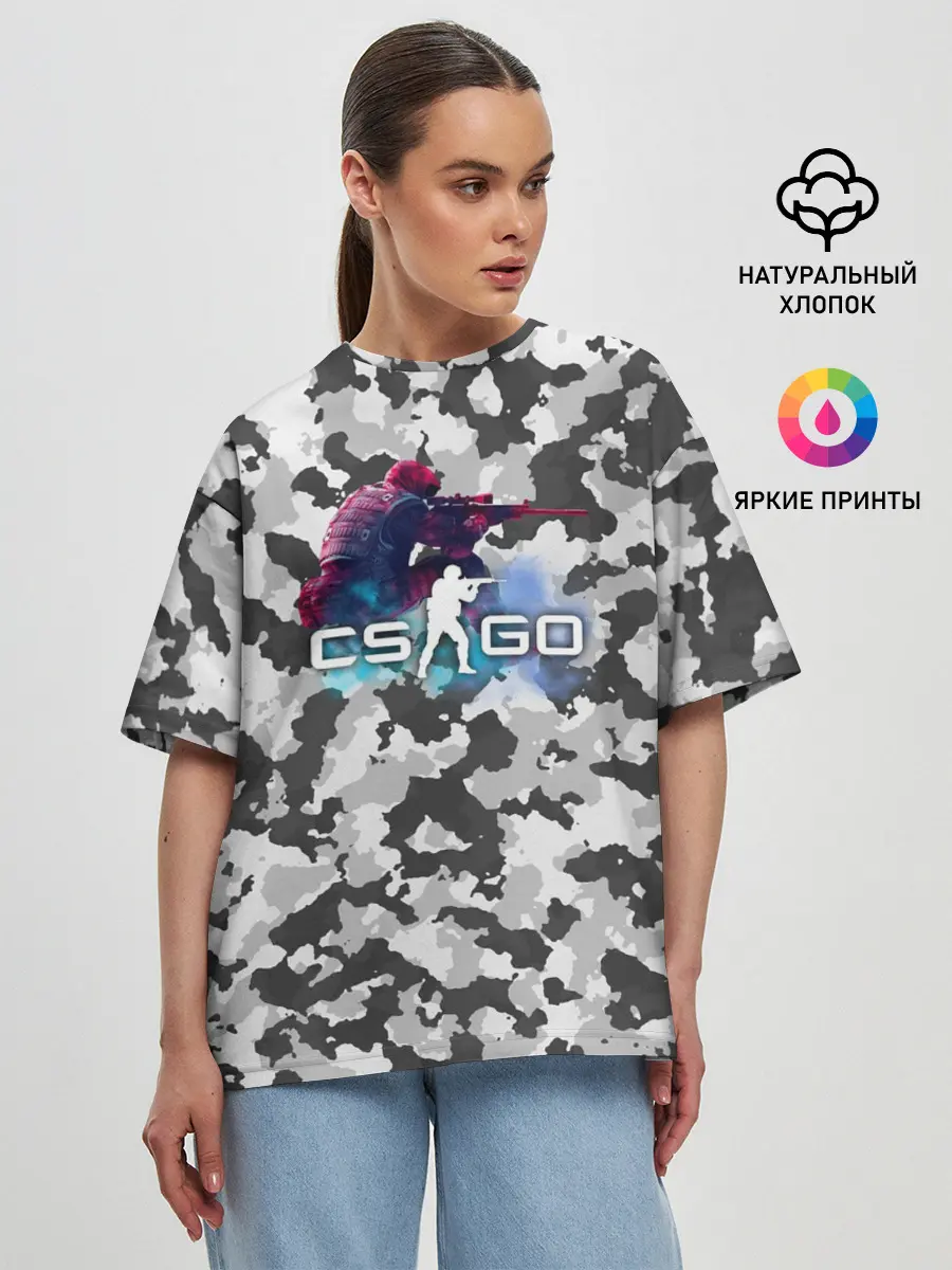 Женская футболка оверсайз / Хэдшoт-CS:GO