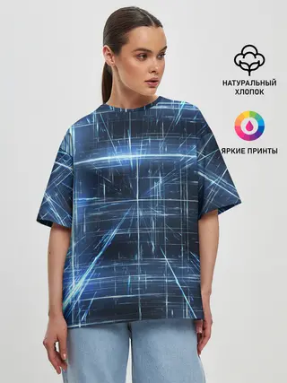 Женская футболка оверсайз / Линии неона