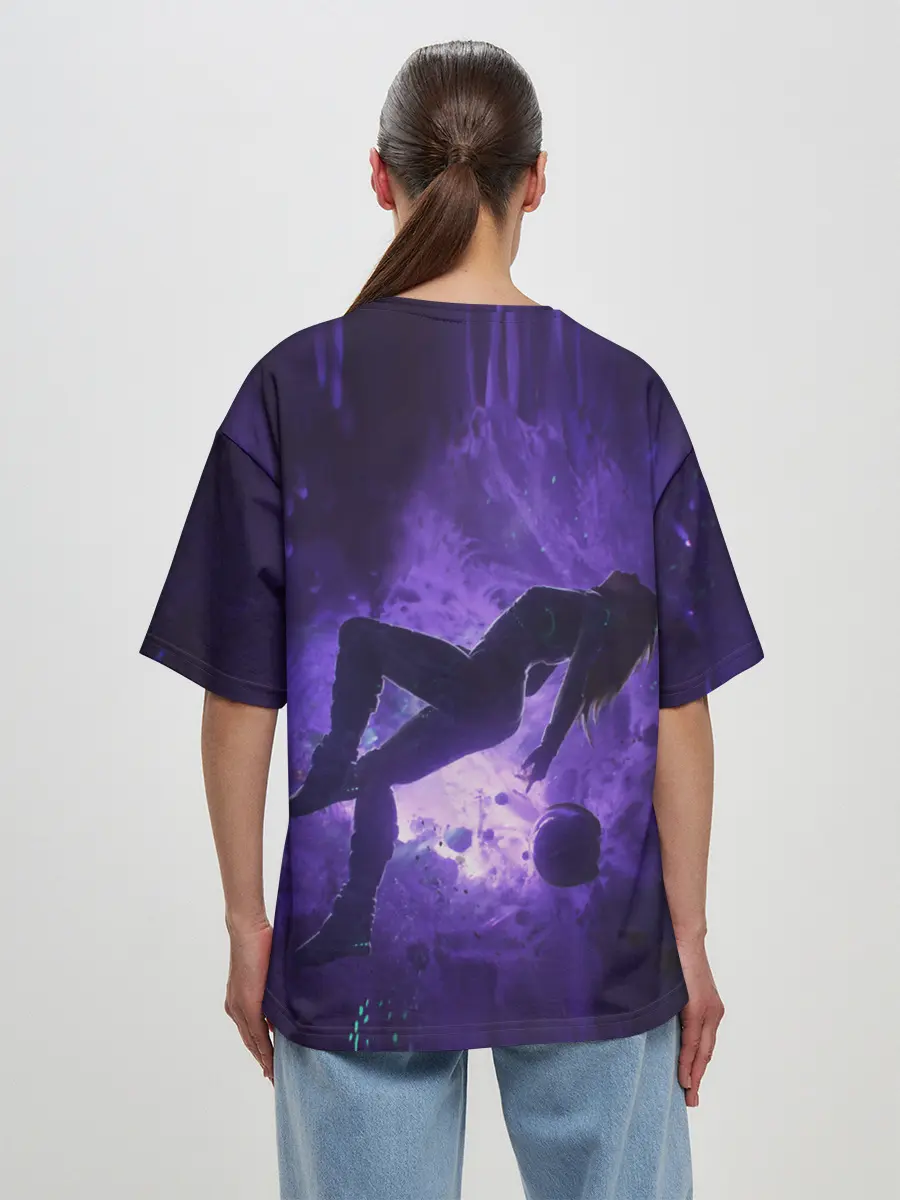 Женская футболка оверсайз / Space X Girl in zero gravity