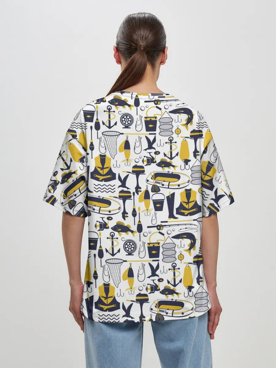 Женская футболка оверсайз / Рыбалка