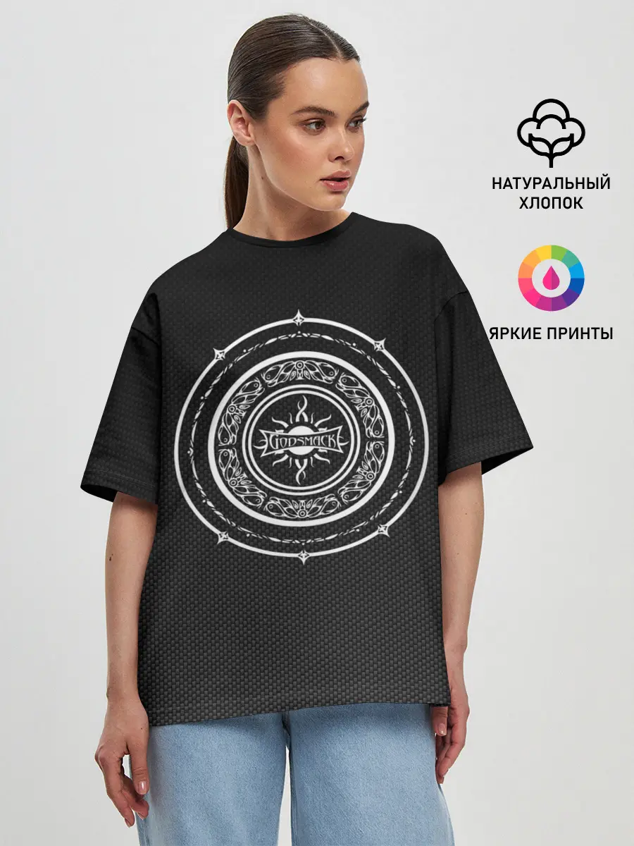 Женская футболка оверсайз / GODSMACK | ГОДСМАК | ЛОГО