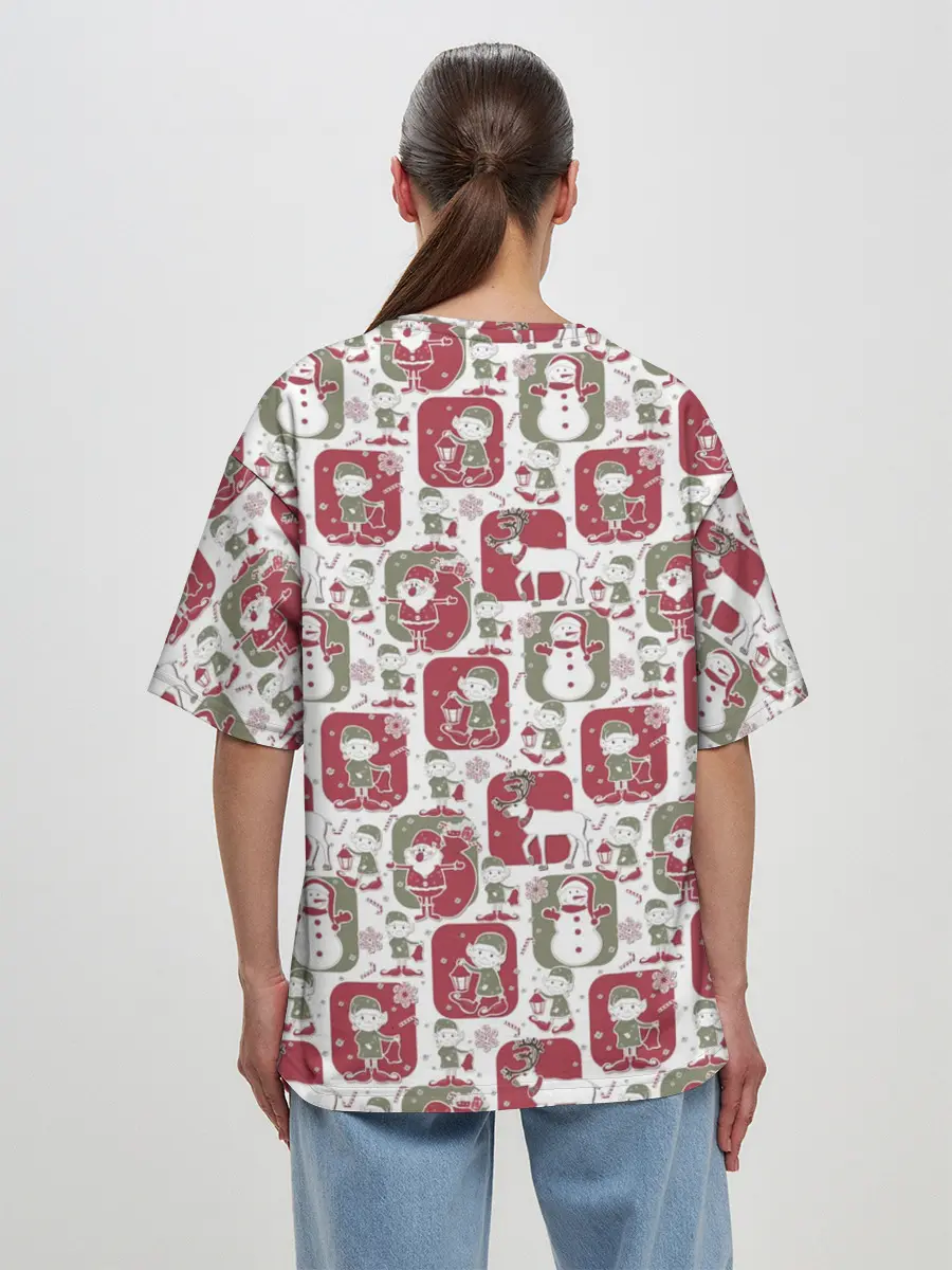 Женская футболка оверсайз / Санта везёт подарки