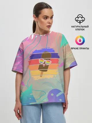 Женская футболка оверсайз / Эскимо в Тропиках