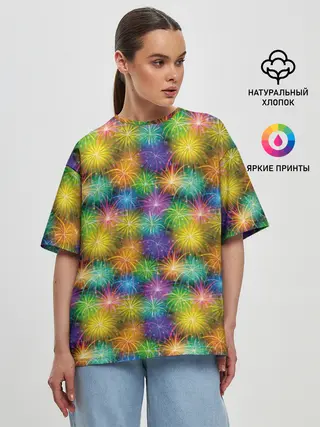 Женская футболка оверсайз / Праздничный Салют