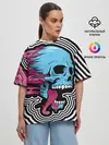 Женская футболка оверсайз / Летящий череп