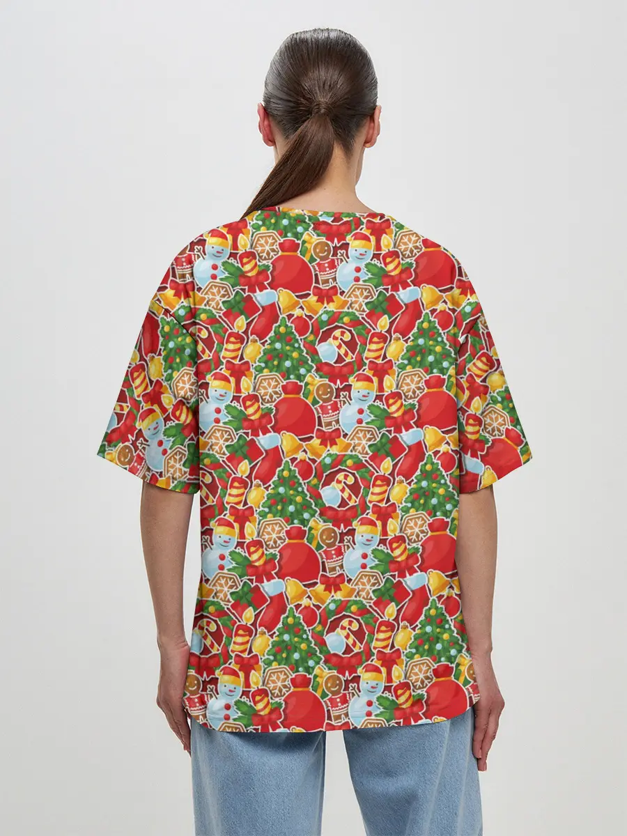 Женская футболка оверсайз / Merry Christmas