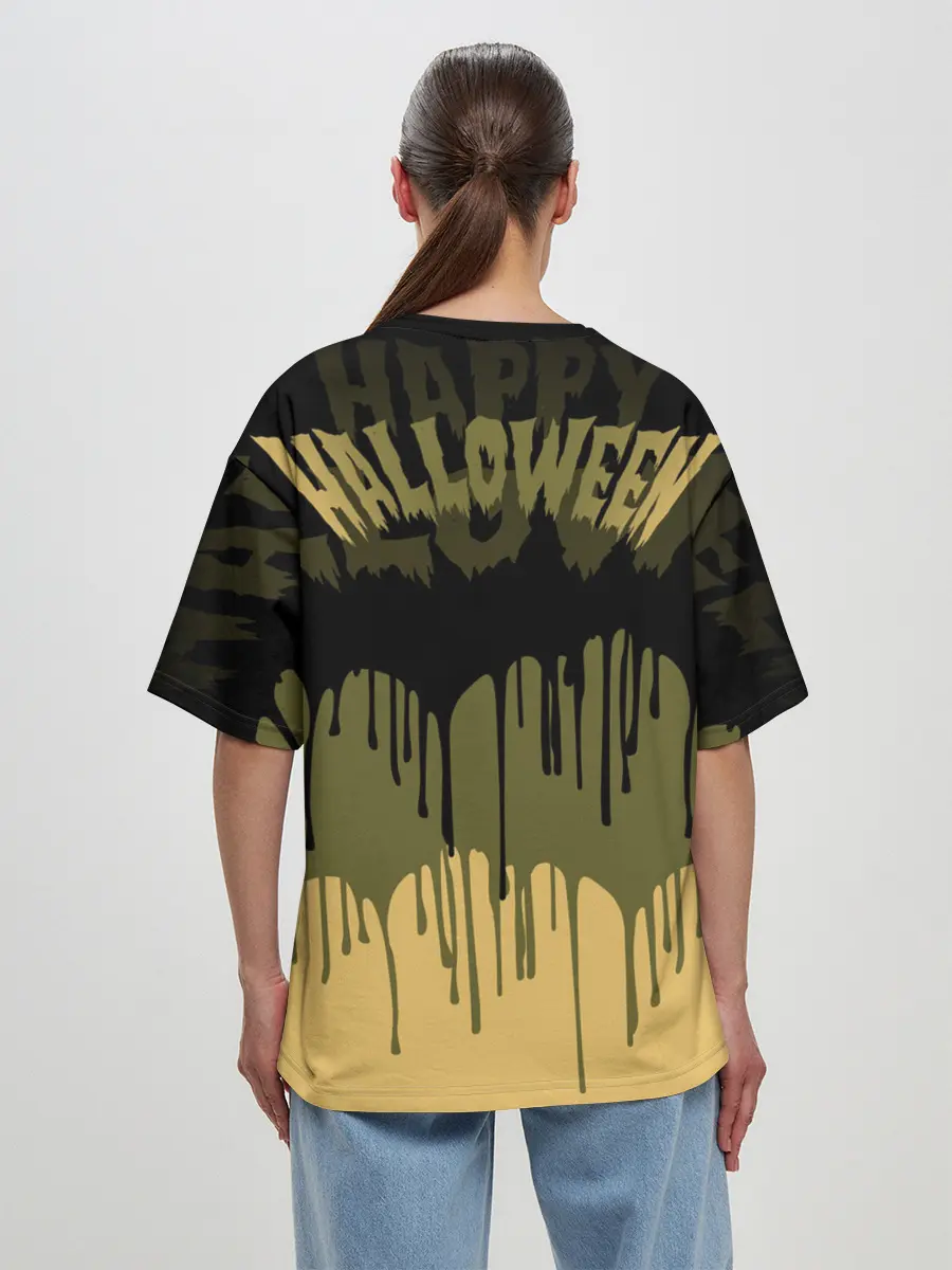 Женская футболка оверсайз / Тыква в ночь мертвецов