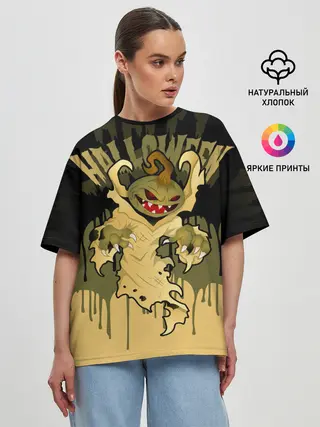 Женская футболка оверсайз / Тыква в ночь мертвецов