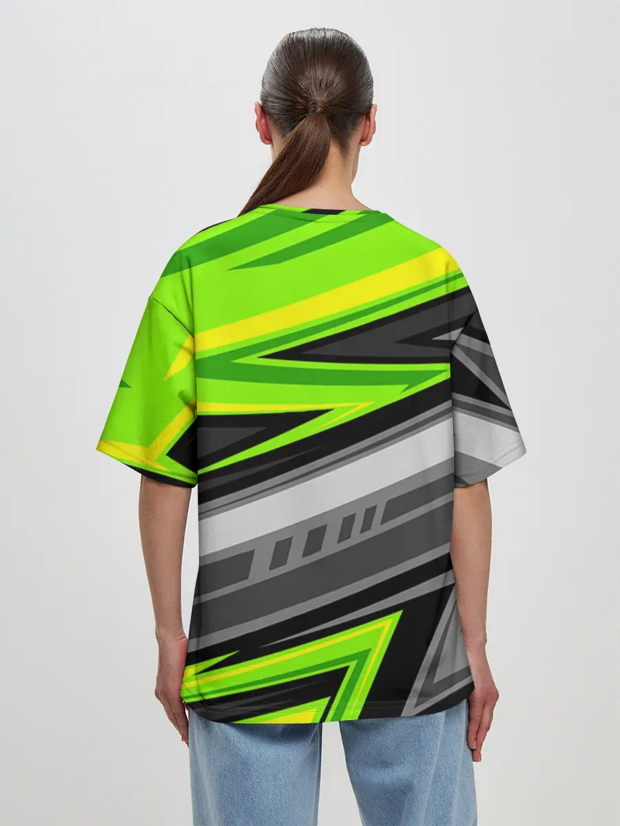 Женская футболка оверсайз / Зеленые линии