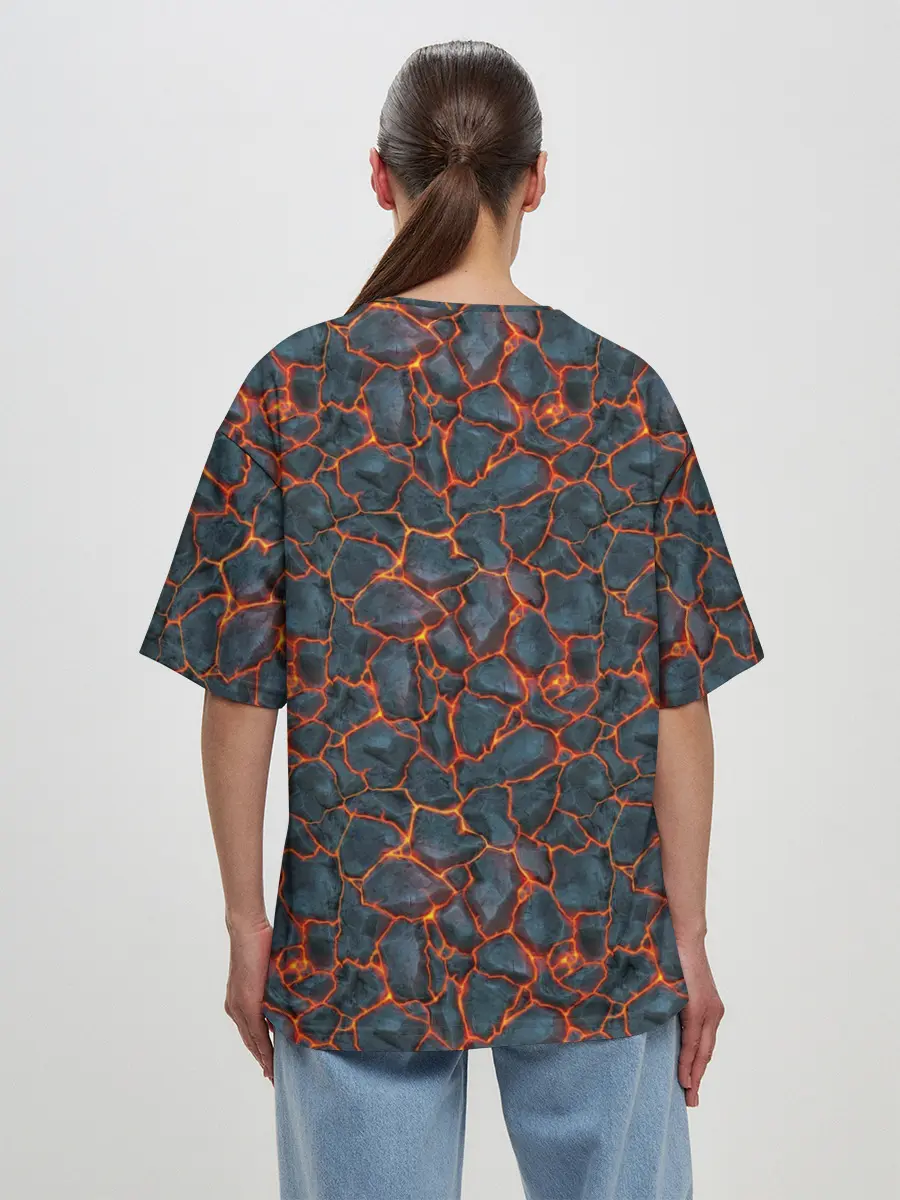 Женская футболка оверсайз / неоновая лава