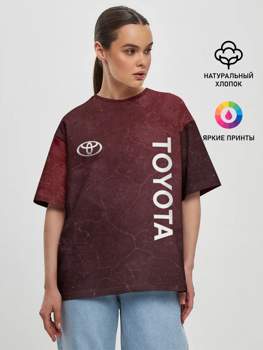 Женская футболка оверсайз / TOYOTA | RED GRUNGE