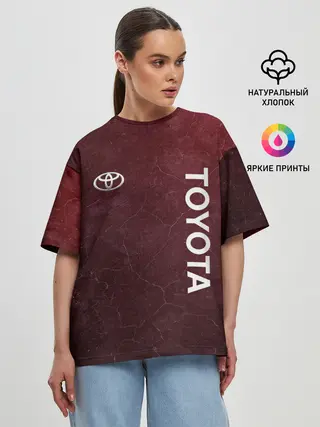 Женская футболка оверсайз / TOYOTA | RED GRUNGE