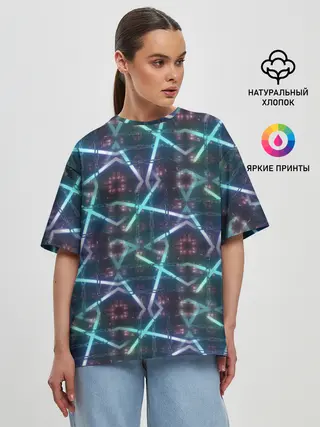 Женская футболка оверсайз / неоновый панк