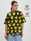 Женская футболка оверсайз / ПИКАЧУ ПАТТЕРН / PIKA PIKACHU /