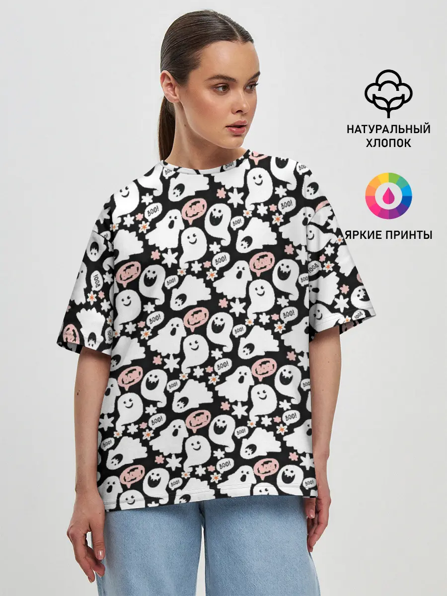 Женская футболка оверсайз / Patern Halloween 19