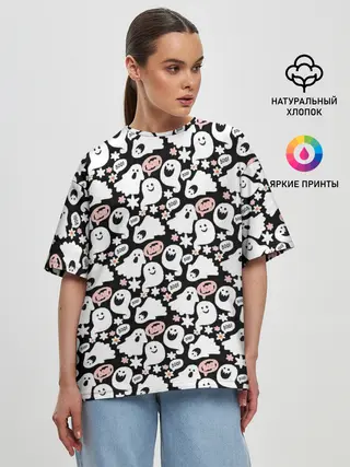 Женская футболка оверсайз / Patern Halloween 19